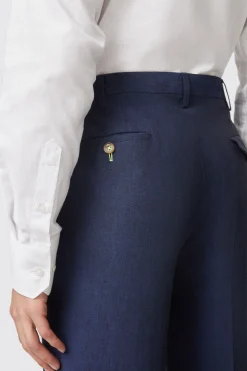 Fairmont Slim Fit Navy Linen Trousers