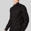 Farrow Black Skinny Fit Shirt With Black And Gold Spot Print