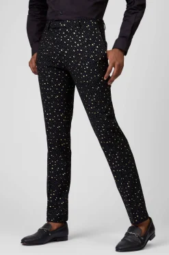 Farrow Skinny Fit Black Polka Dot Tuxedo Trousers