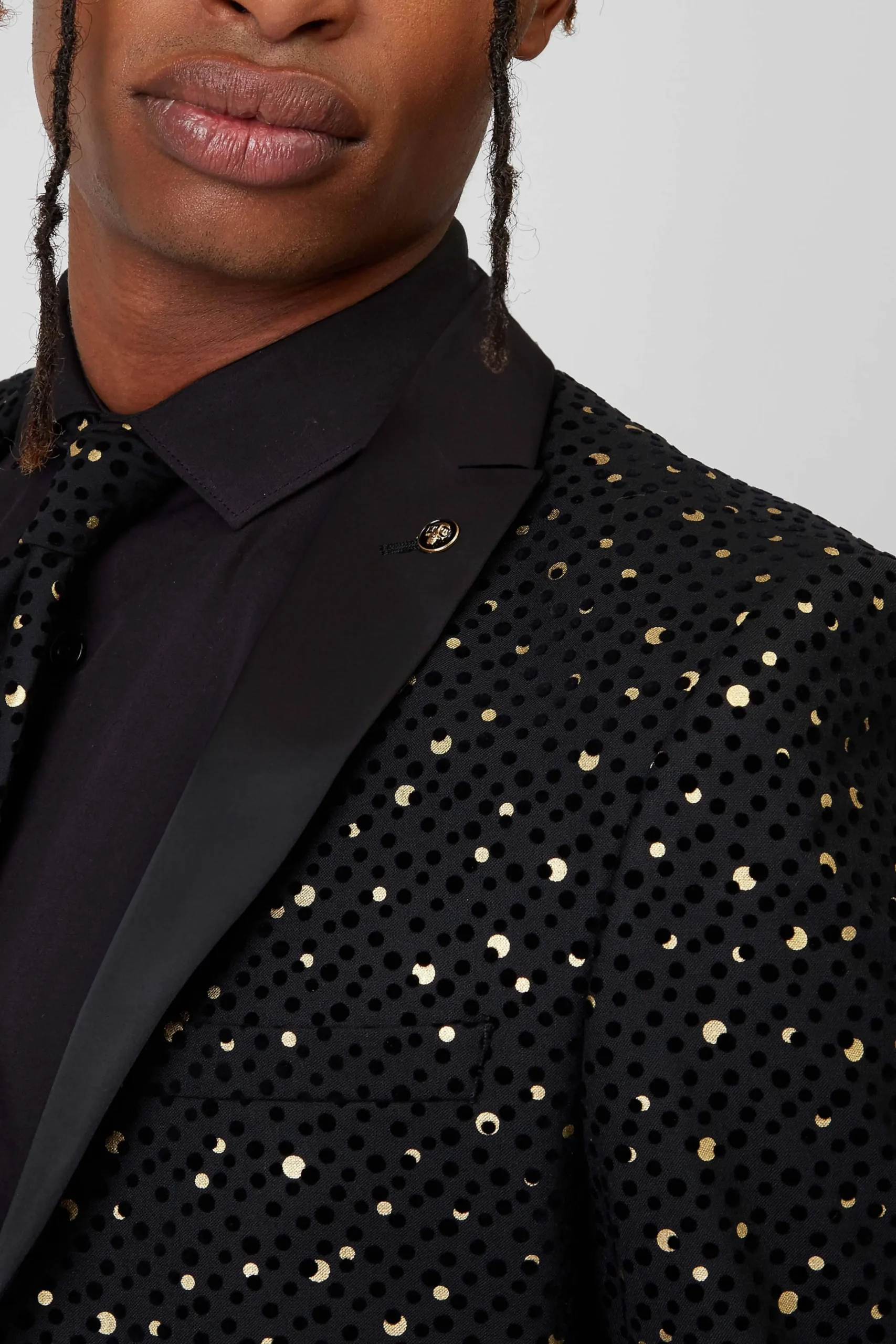 Farrow Skinny Fit Black Polka Dot Tuxedo Suit