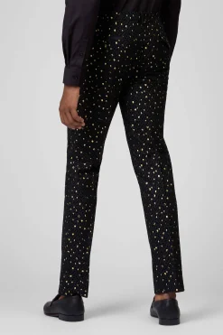Farrow Skinny Fit Black Polka Dot Tuxedo Trousers