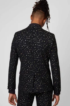 Farrow Skinny Fit Black Polka Dot Tuxedo Jacket