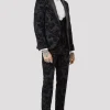 Fleet Skinny Fit Black Floral Tuxedo Suit