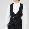 Fleet Skinny Fit Black Floral Tuxedo Waistcoat