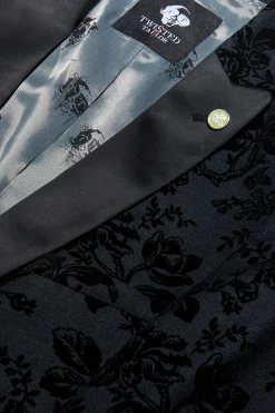 Fleet Skinny Fit Black Floral Tuxedo Suit