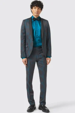Garland Skinny Fit Black Green Check Trousers