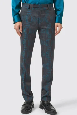 Garland Skinny Fit Black Green Check Suit
