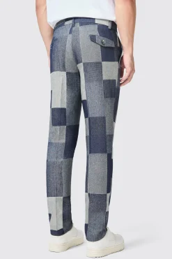 Gasly Slim Fit Blue Denim Patch Trousers