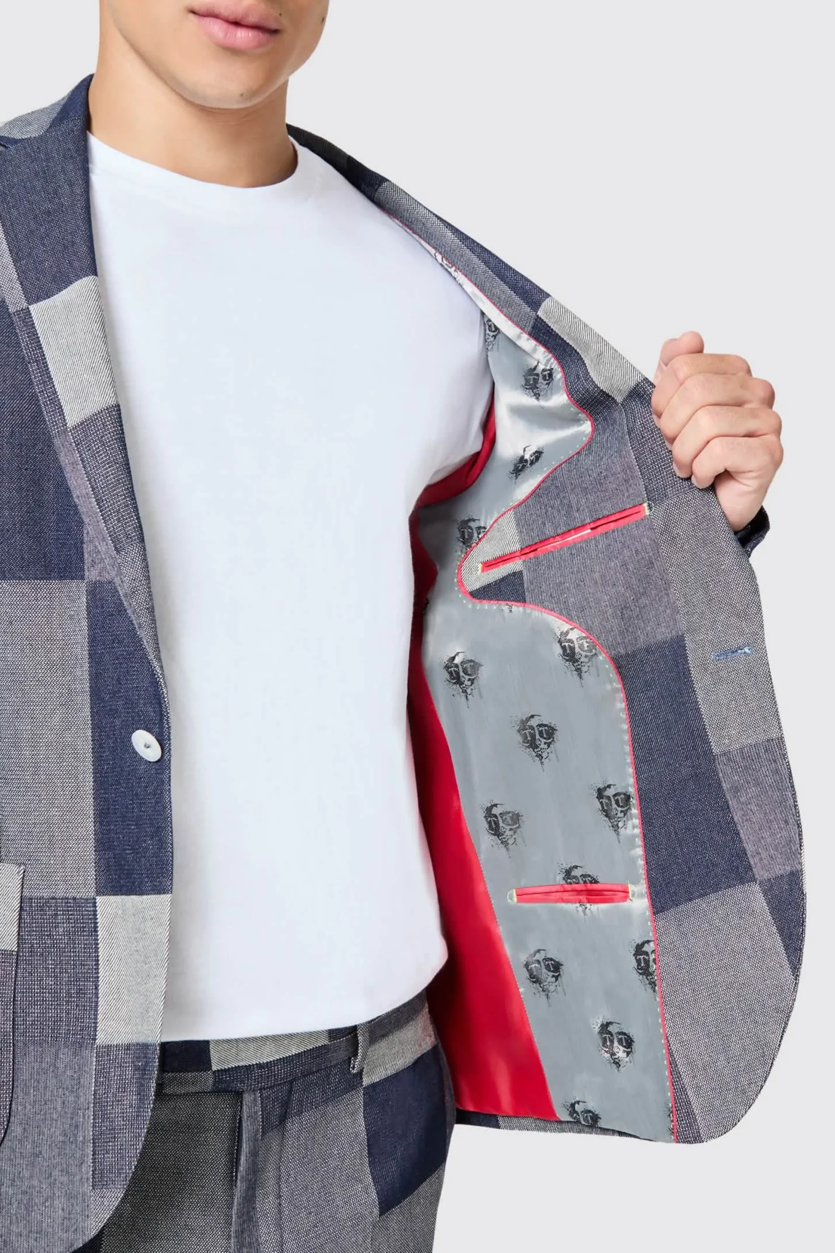 Gasly Slim Fit Blue Denim Patch Suit