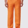 Gaufre Orange Waffle Knit Cotton Trousers