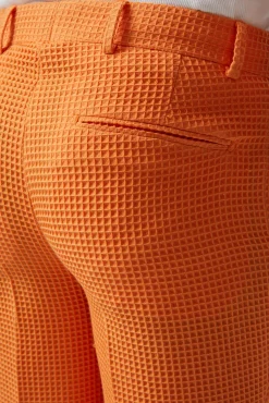 Gaufre Orange Waffle Knit Cotton Trousers