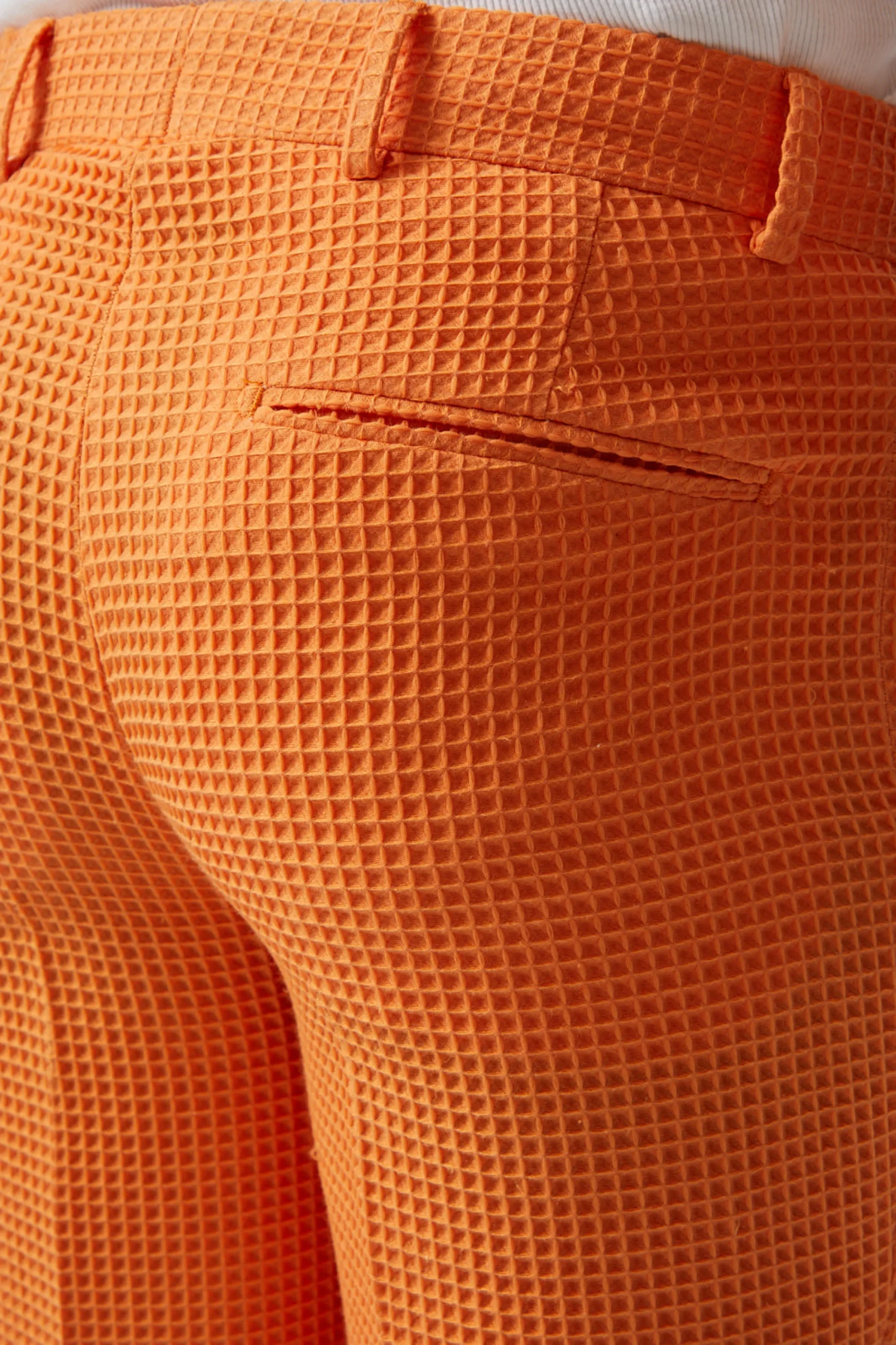 Gaufre Orange Waffle Knit Cotton Trousers