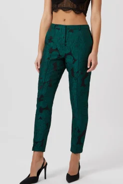 Gillian Skinny Fit Green Floral Trousers