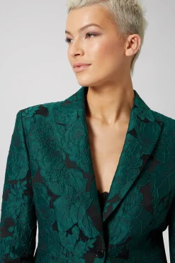 Gillian Skinny Fit Green Floral Jacket