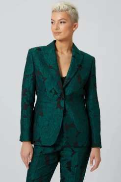 Gillian Skinny Fit Green Floral Suit