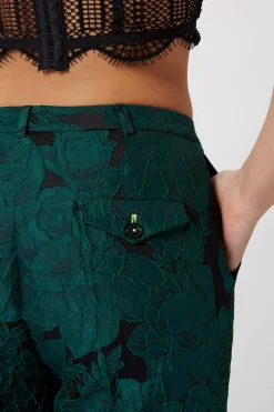 Gillian Skinny Fit Green Floral Trousers