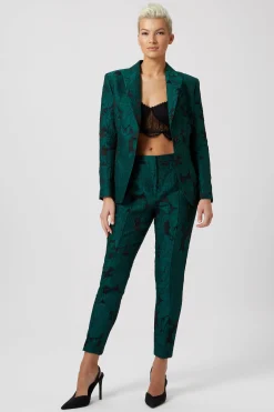 Gillian Skinny Fit Green Floral Trousers