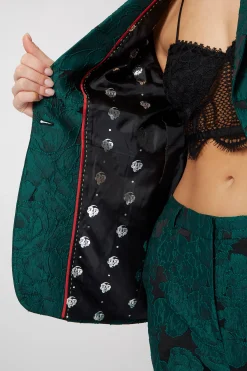 Gillian Skinny Fit Green Floral Suit