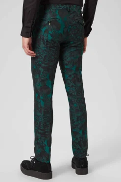 Gilmour Skinny Fit Green Floral Trousers