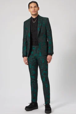 Gilmour Skinny Fit Green Floral Trousers