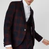 Ginger Skinny Fit Burgundy Tartan Jacket