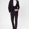 Ginger Skinny Fit Burgundy Tartan Suit