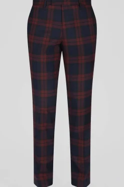 Ginger Skinny Fit Burgundy Tartan Trousers