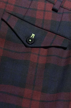 Ginger Skinny Fit Burgundy Tartan Trousers