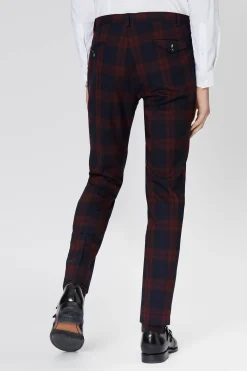 Ginger Skinny Fit Burgundy Tartan Trousers