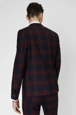 Ginger Skinny Fit Burgundy Tartan Jacket
