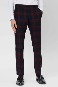 Ginger Skinny Fit Burgundy Tartan Suit