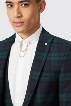 Ginger Skinny Fit Green Tartan Jacket