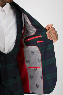 Ginger Skinny Fit Green Tartan Jacket