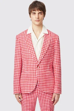 Gittings Slim Fit Red Boucle Cotton Jacket