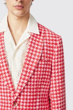 Gittings Slim Fit Red Boucle Cotton Jacket