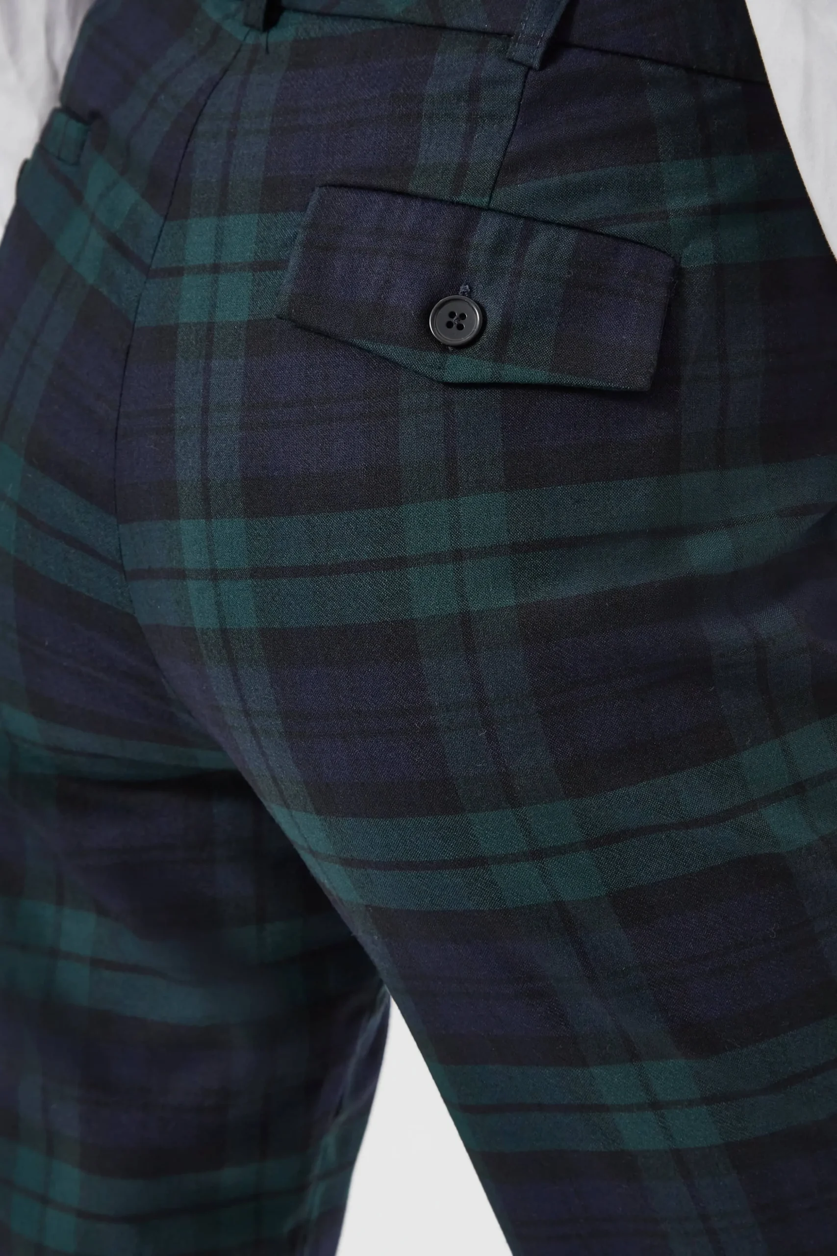Grace Skinny Fit Green Tartan Trousers