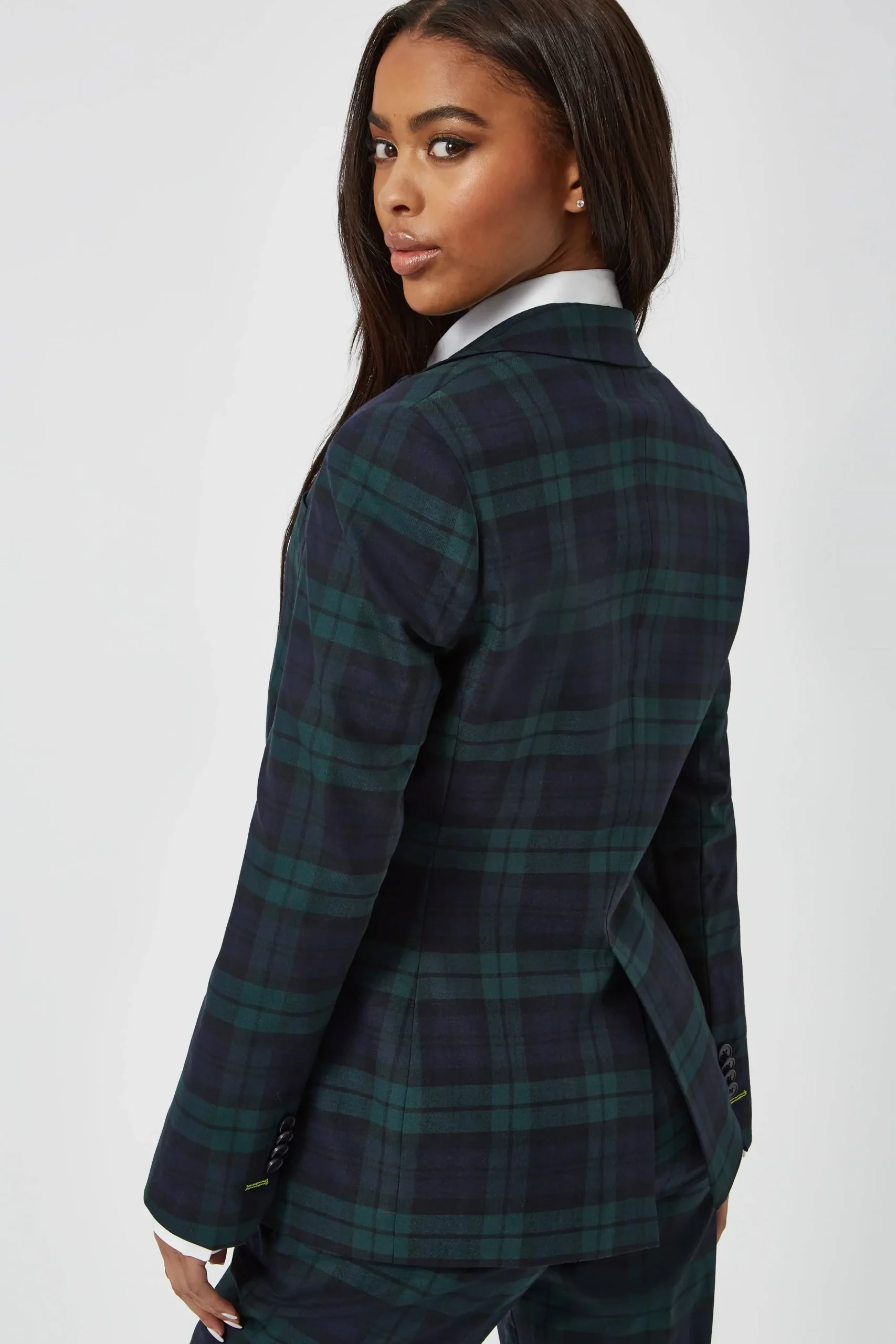 Grace Skinny Fit Green Tartan Suit