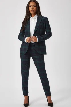 Grace Skinny Fit Green Tartan Jacket