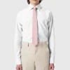 Grafton Slim Fit Spread Collar White Linen Shirt