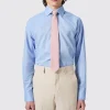 Grafton Slim Fit Spread Collar Blue Linen Shirt