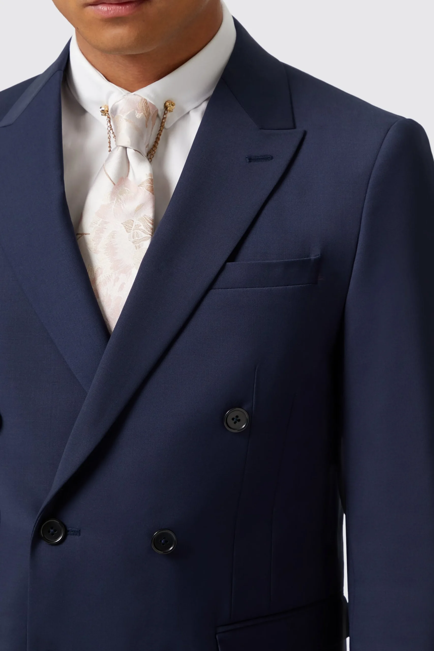 Harwood Slim Fit Navy Double Breasted Wool Jacket