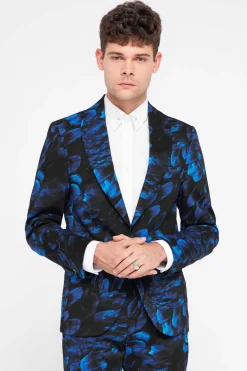 Heron Slim Fit Blue Floral Cotton Jacket