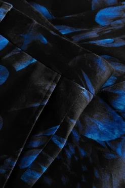 Heron Slim Fit Blue Floral Cotton Trousers