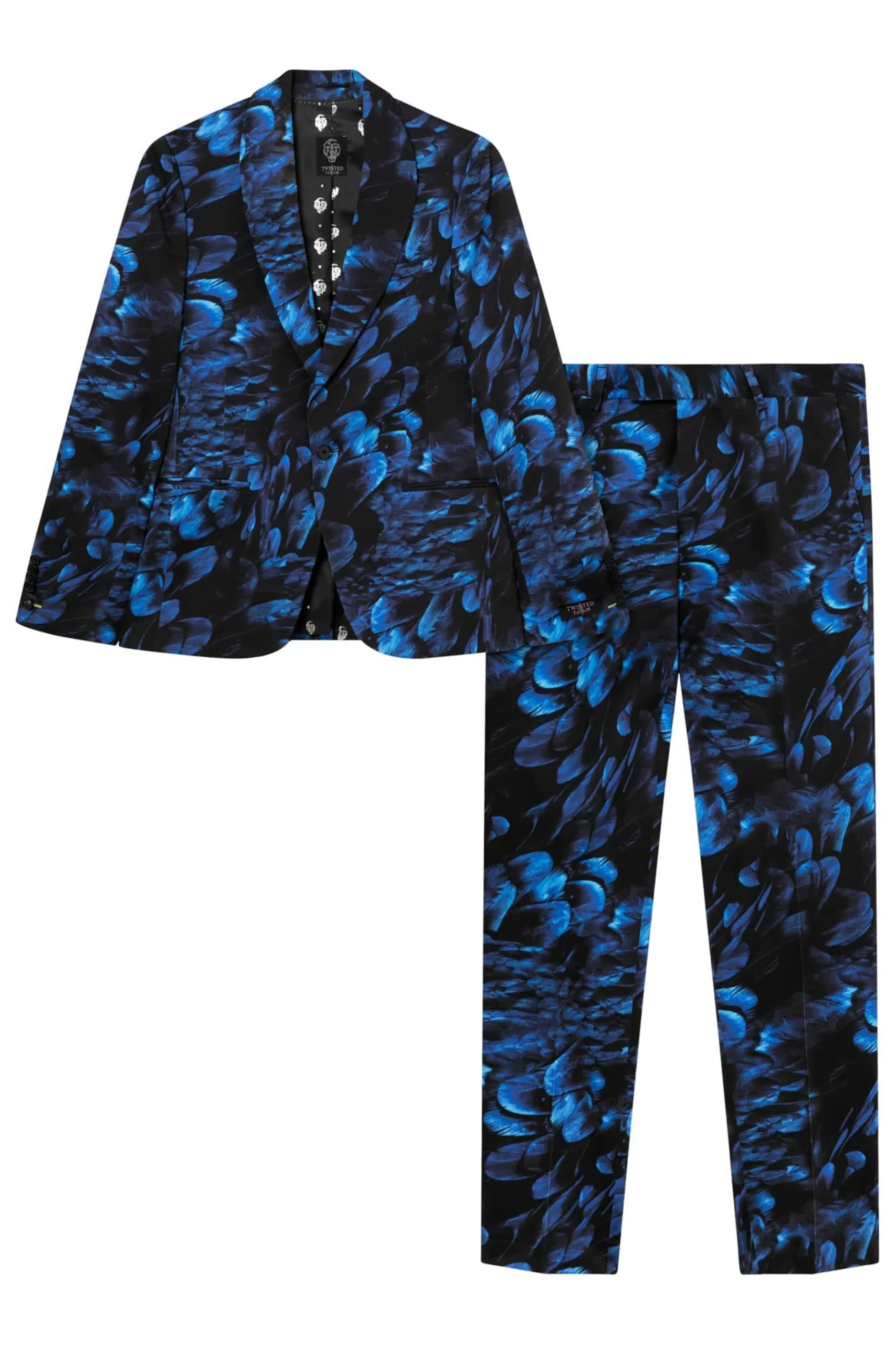 Heron Slim Fit Blue Floral Cotton Suit