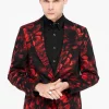 Heron Slim Fit Red Floral Cotton Jacket