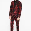 Heron Slim Fit Red Floral Cotton Suit