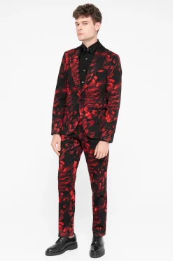 Heron Slim Fit Red Floral Cotton Jacket