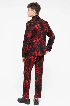 Heron Slim Fit Red Floral Cotton Jacket