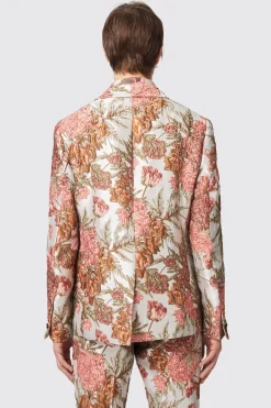 Hirshfield Floral Pink Silver Jacquard Jacket