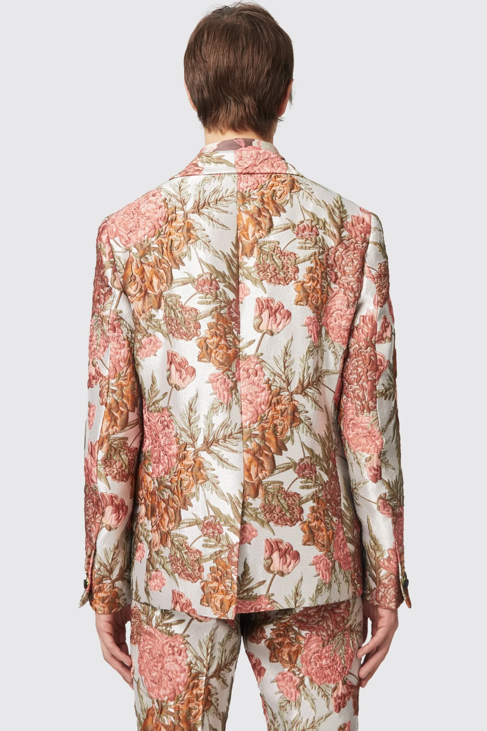 Hirshfield Floral Pink Silver Jacquard Jacket